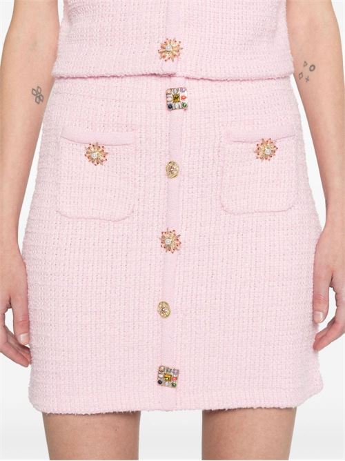 Knitted miniskirt with jewel buttons SELF PORTRAIT | PF24128SKPINK